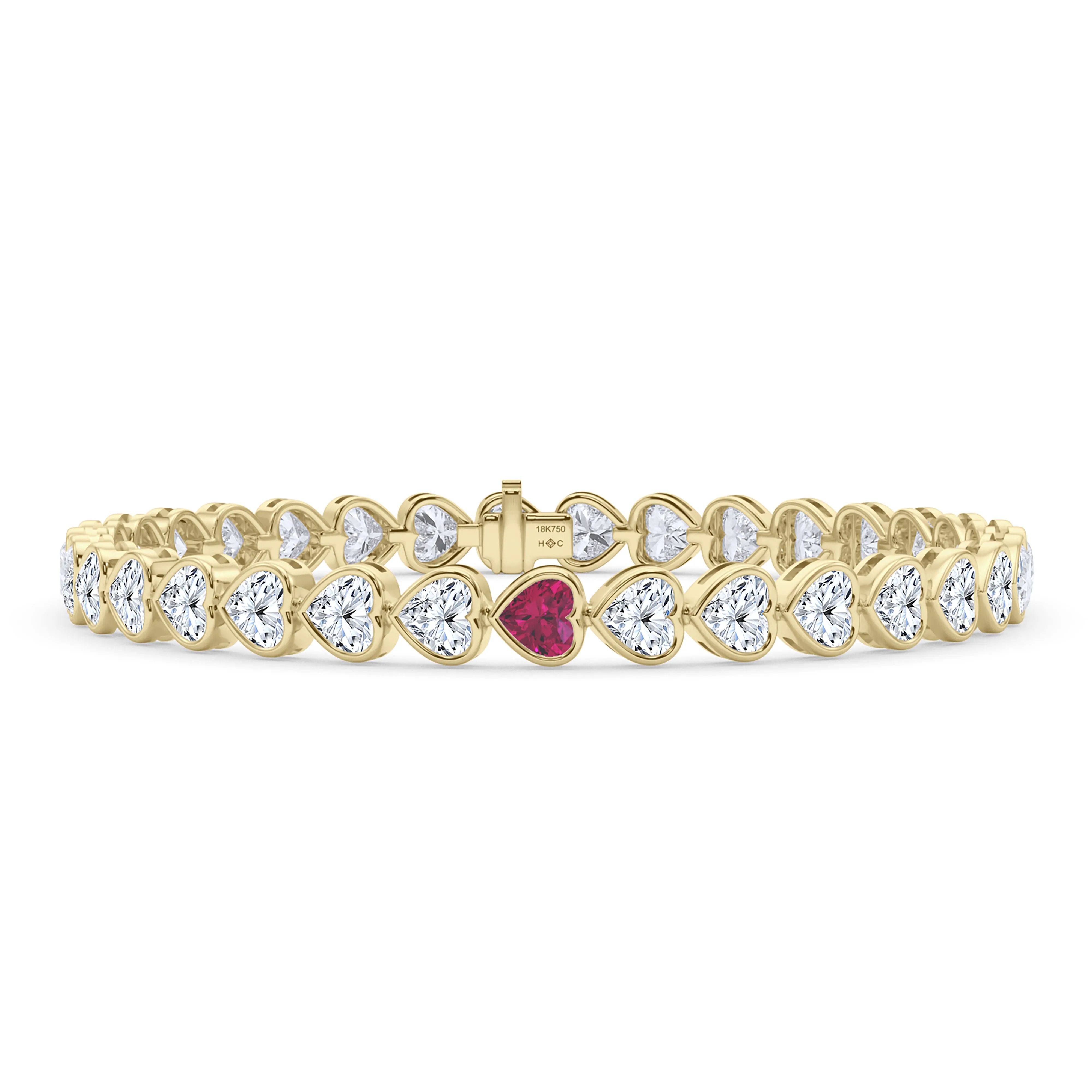 Bezel-Set Heart Diamond & Birthstone Bracelet