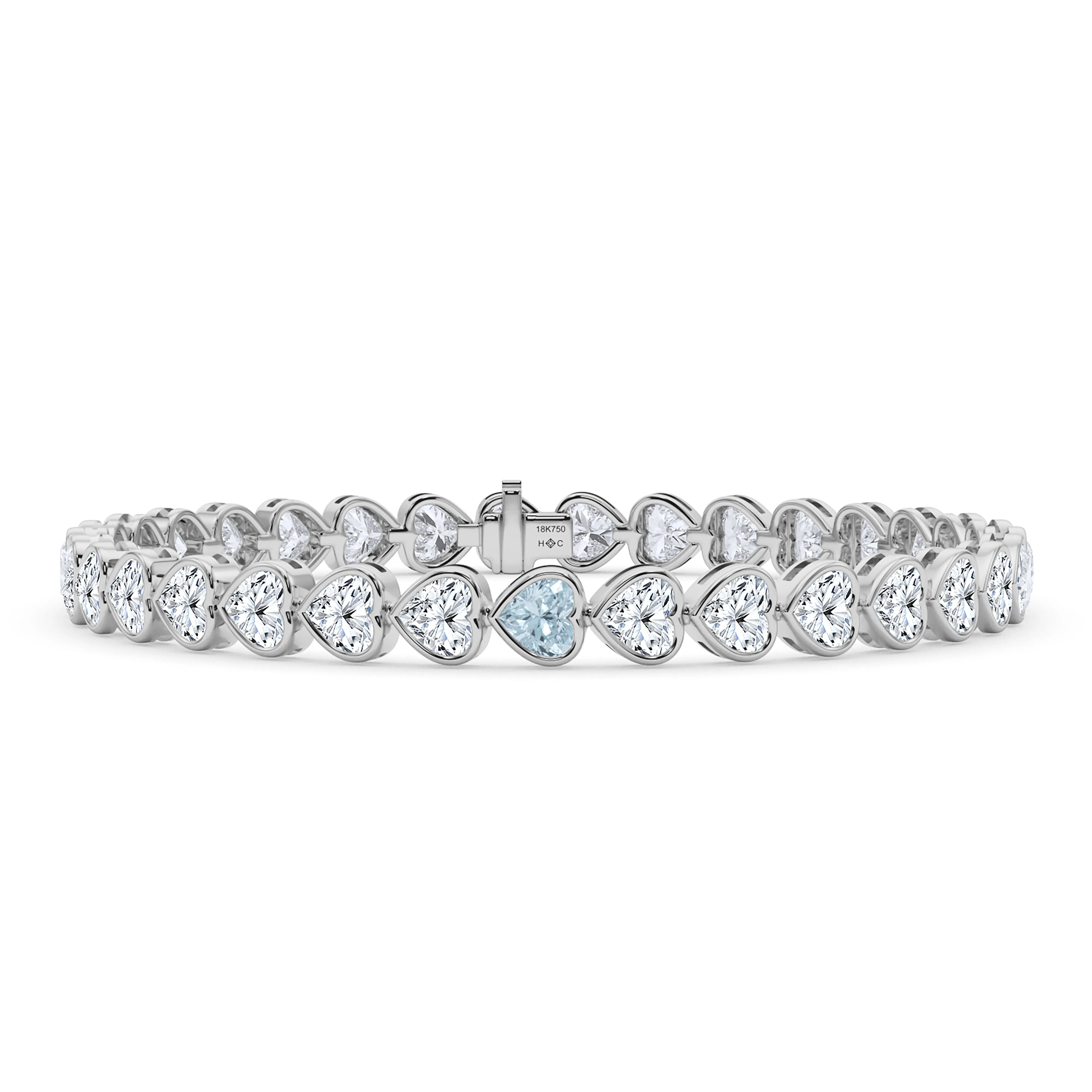 Bezel-Set Heart Diamond & Birthstone Bracelet