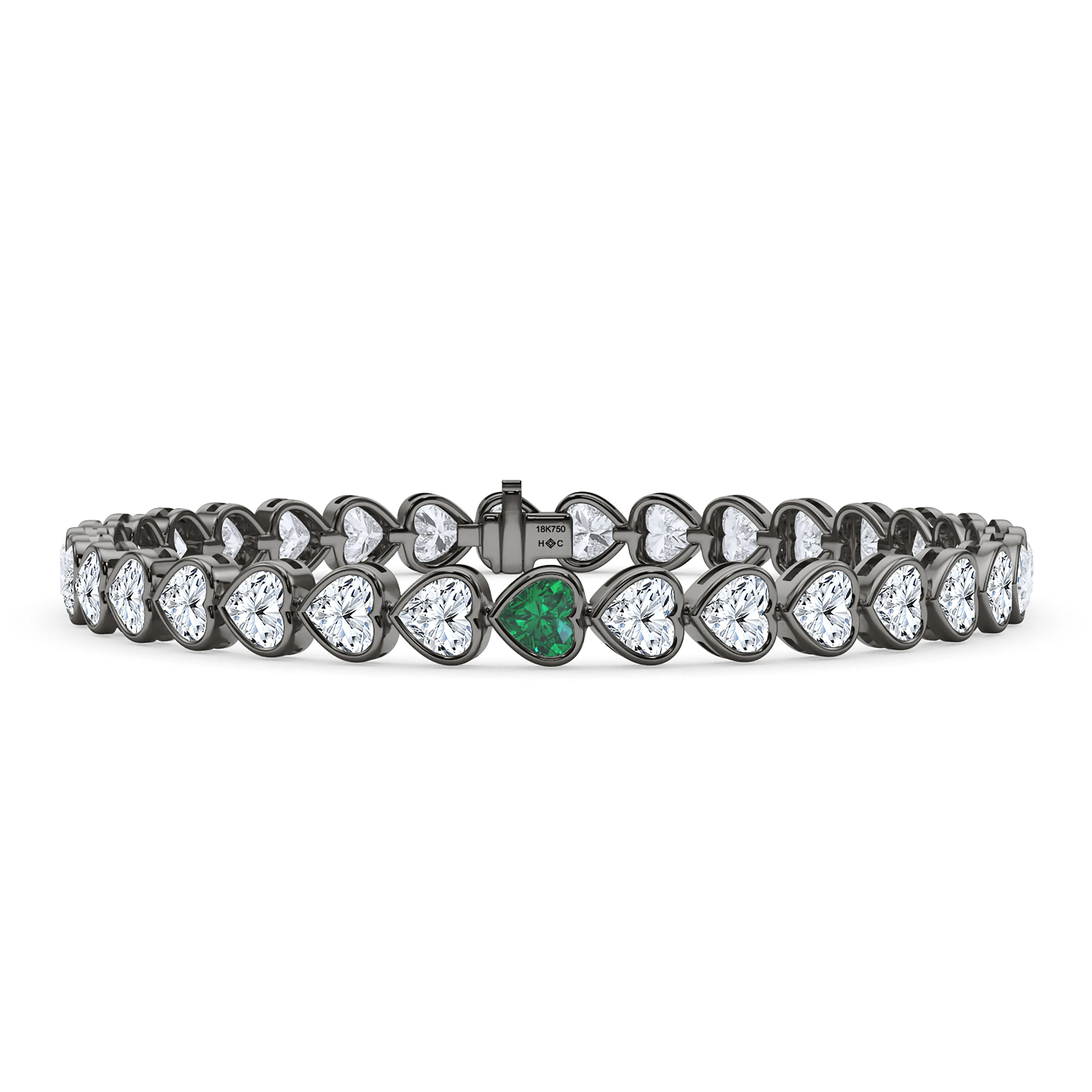 Bezel-Set Heart Diamond & Birthstone Bracelet