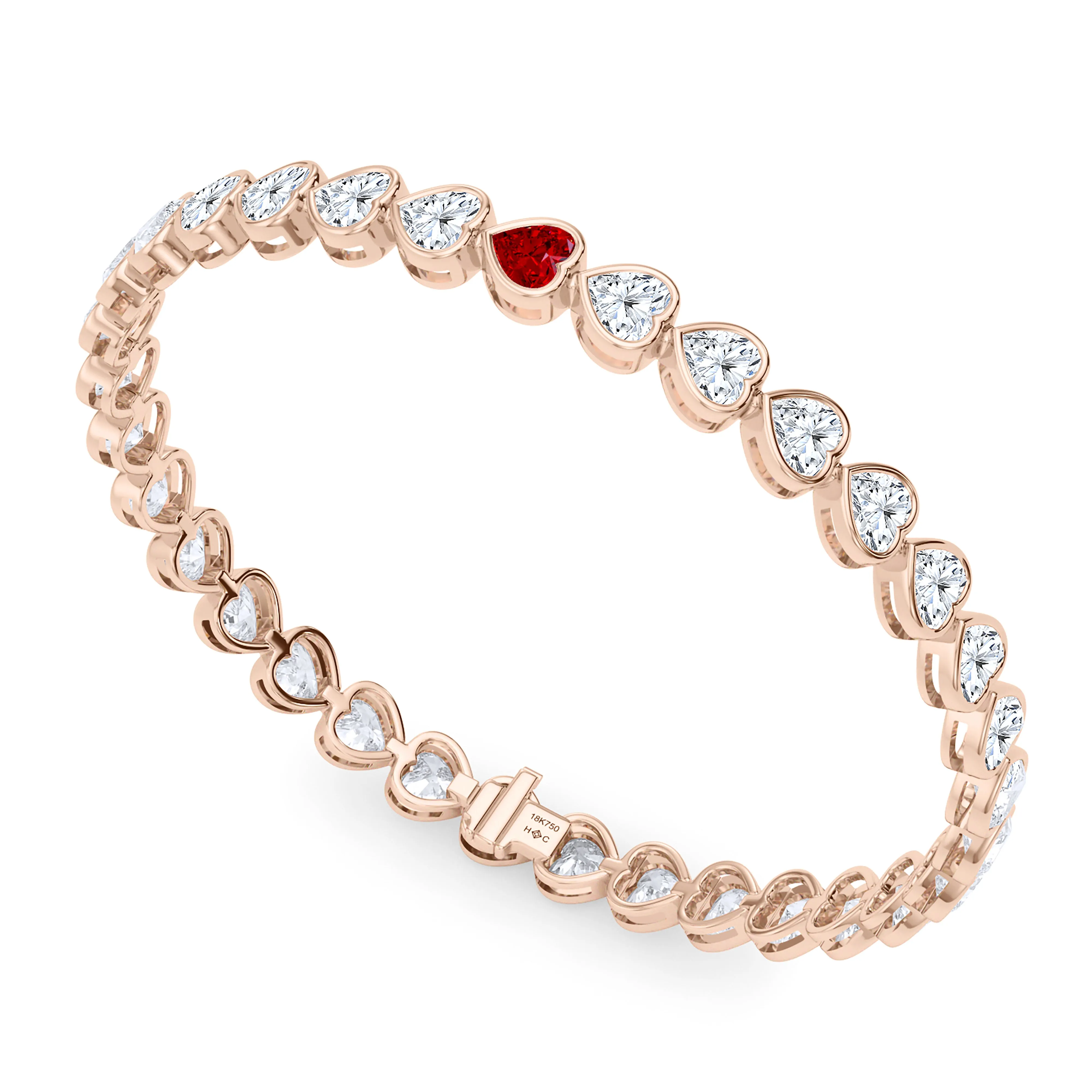 Bezel-Set Heart Diamond & Birthstone Bracelet