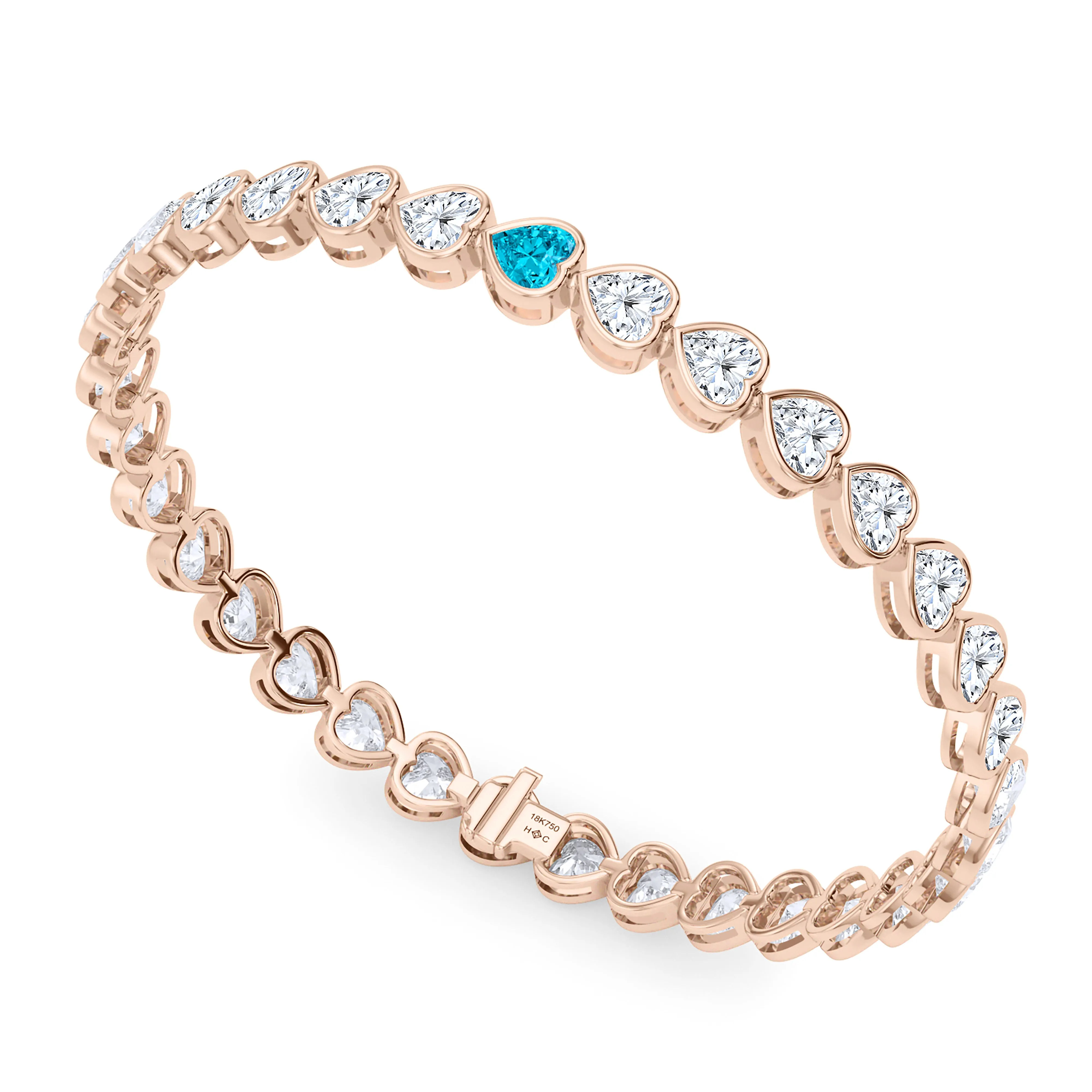 Bezel-Set Heart Diamond & Birthstone Bracelet