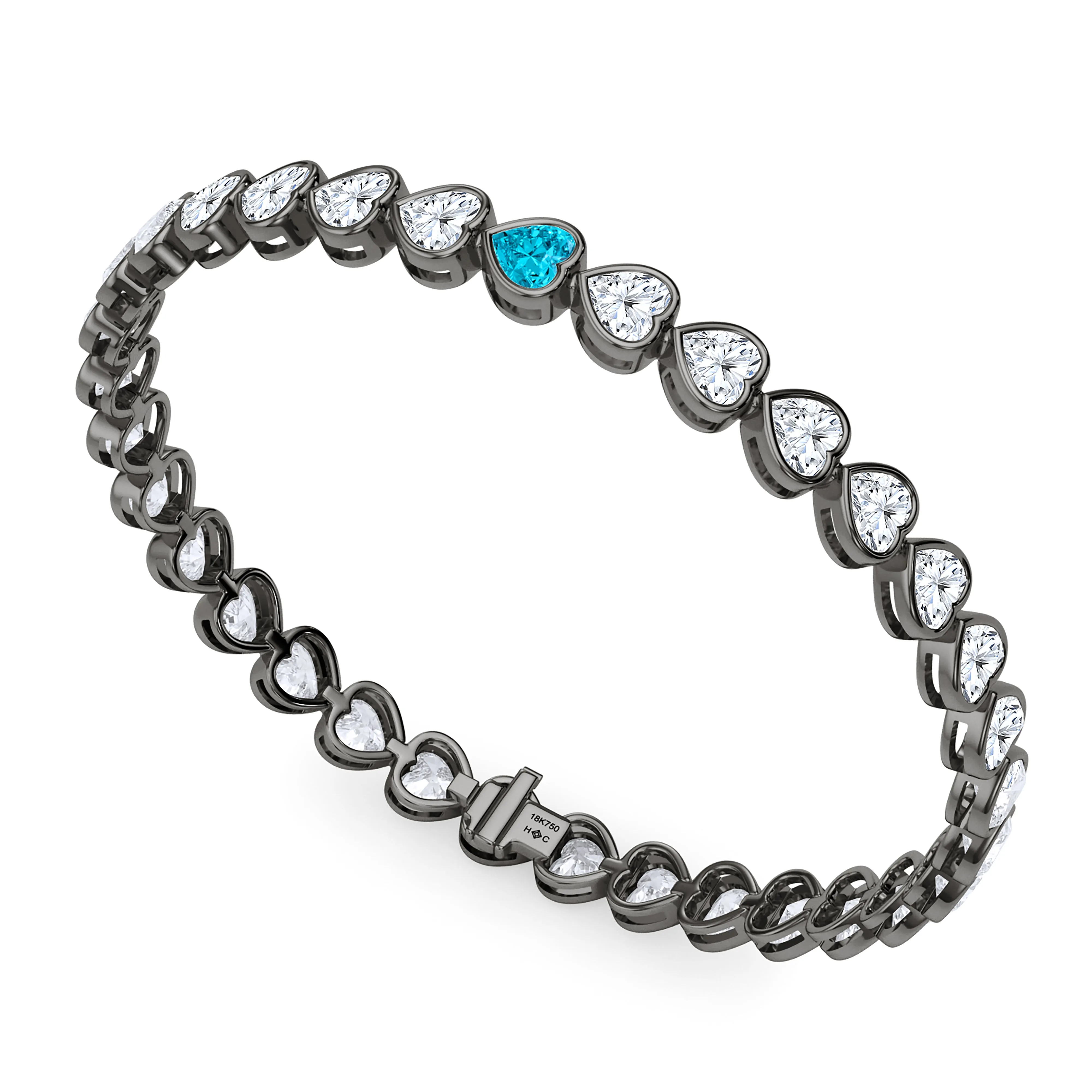 Bezel-Set Heart Diamond & Birthstone Bracelet