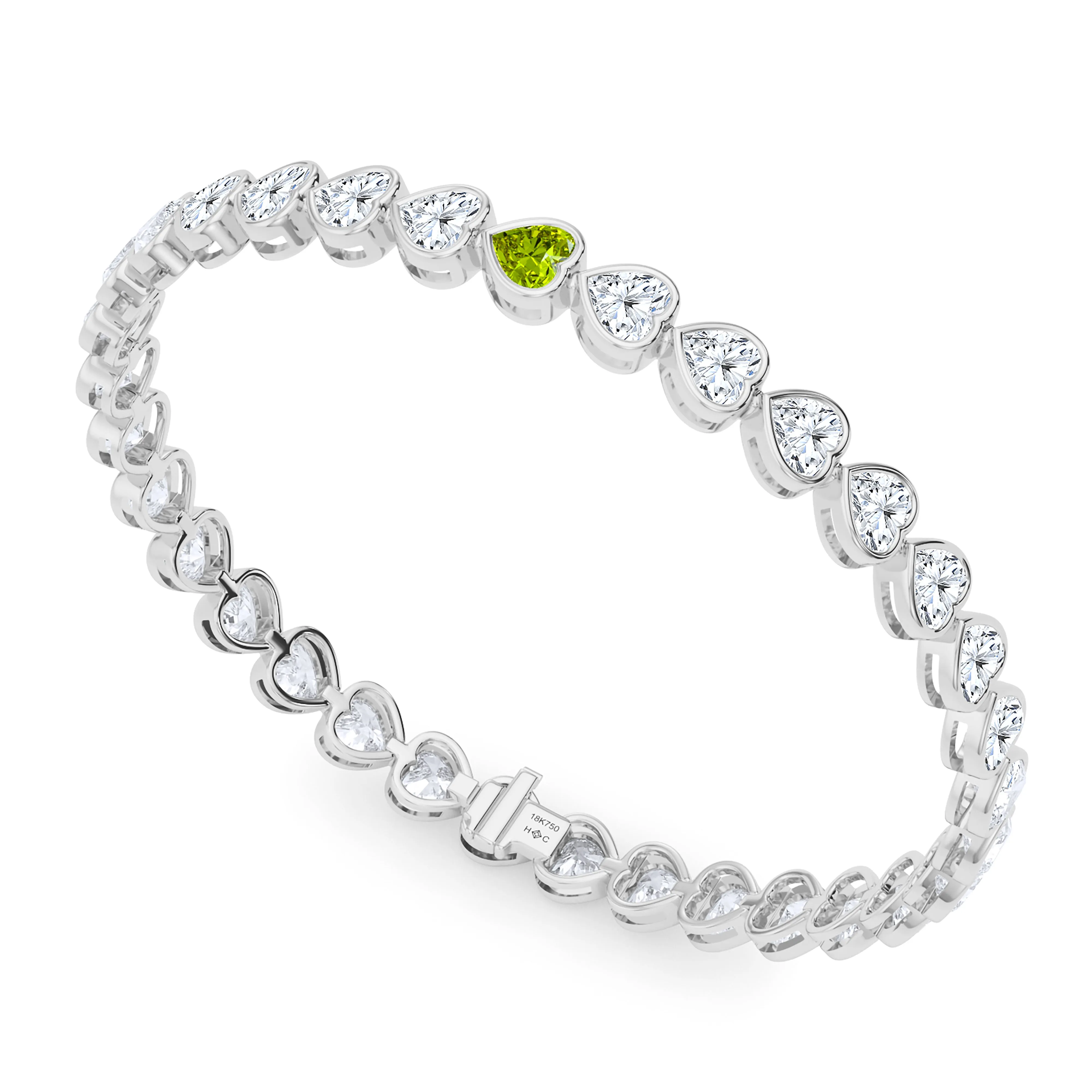 Bezel-Set Heart Diamond & Birthstone Bracelet