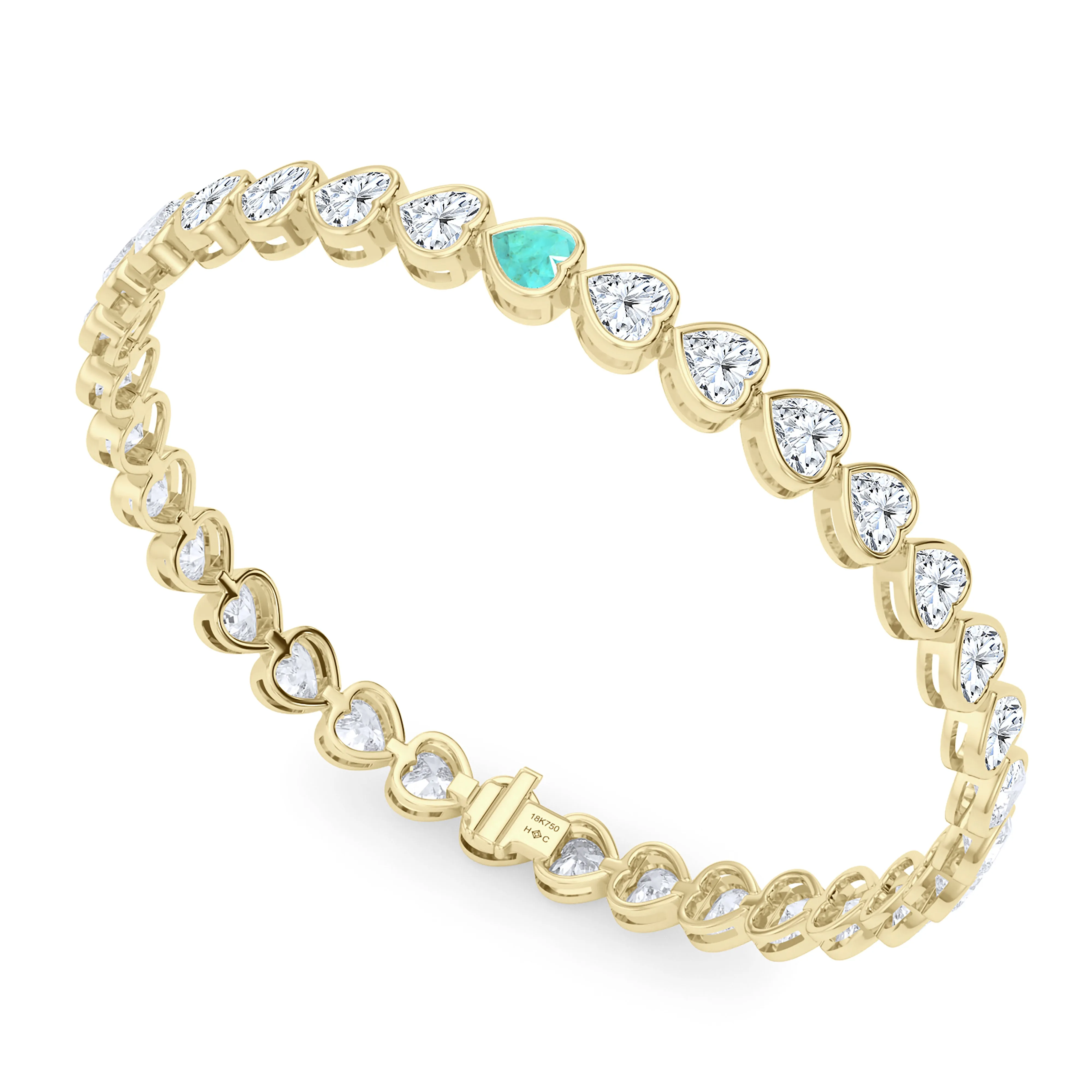 Bezel-Set Heart Diamond & Birthstone Bracelet