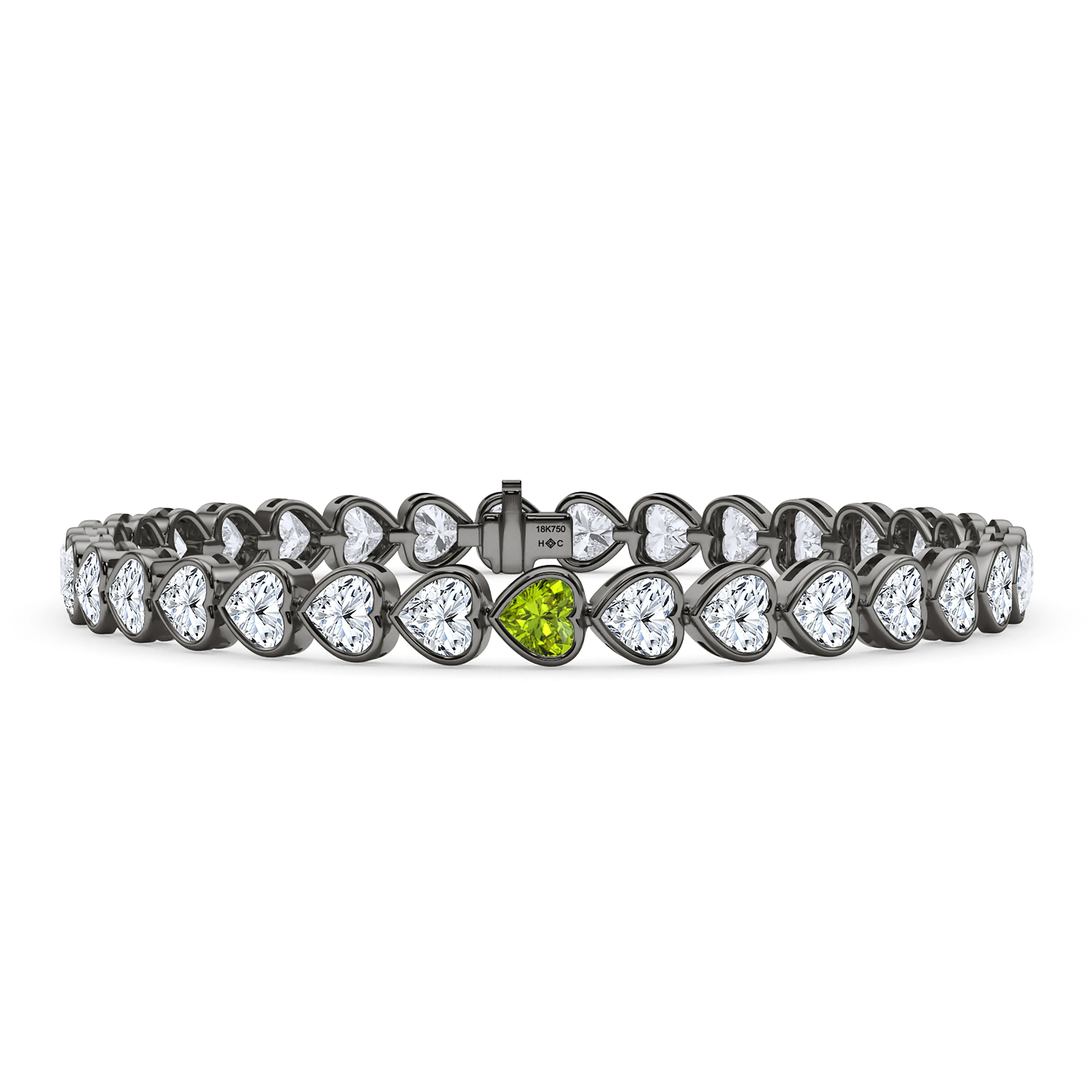 Bezel-Set Heart Diamond & Birthstone Bracelet