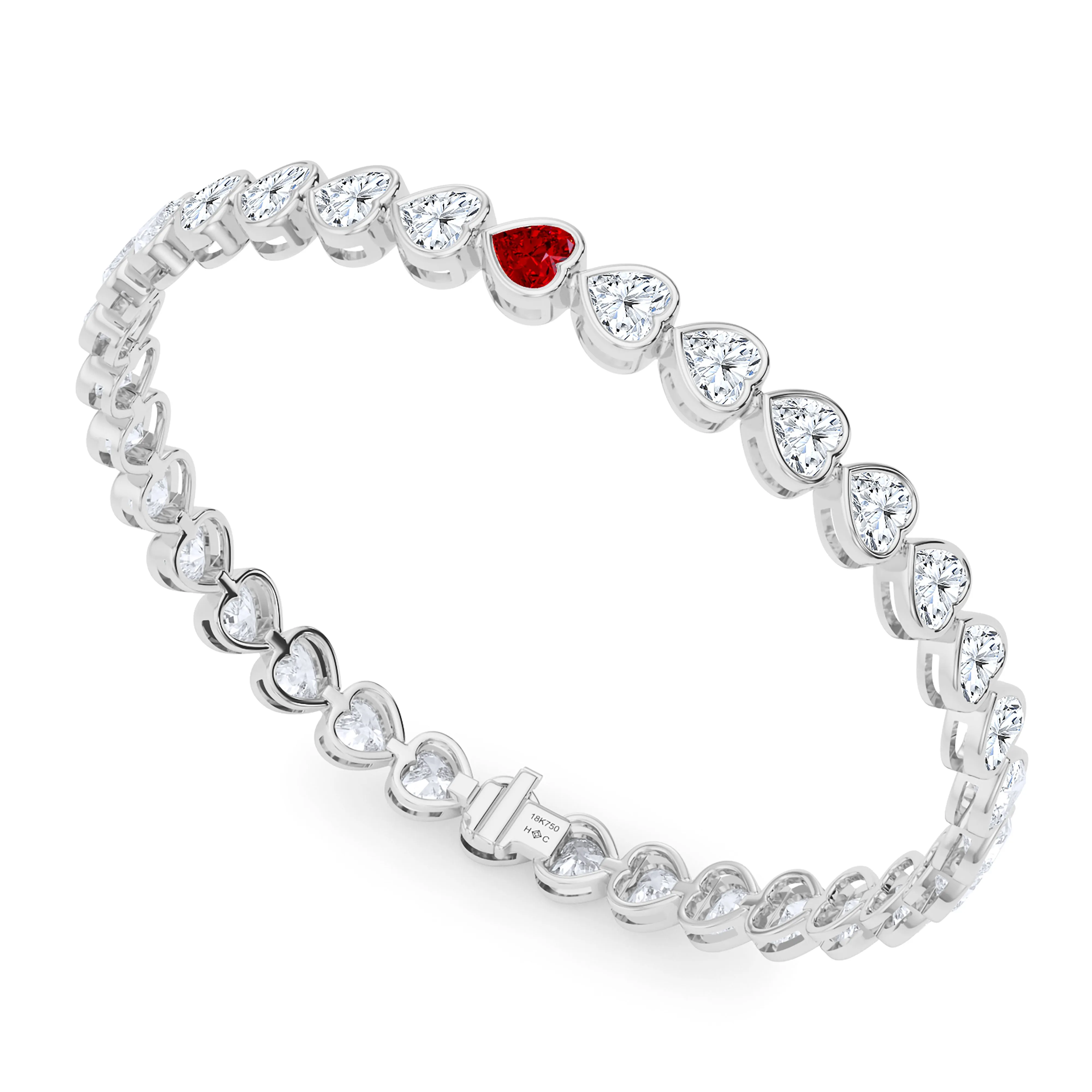 Bezel-Set Heart Diamond & Birthstone Bracelet