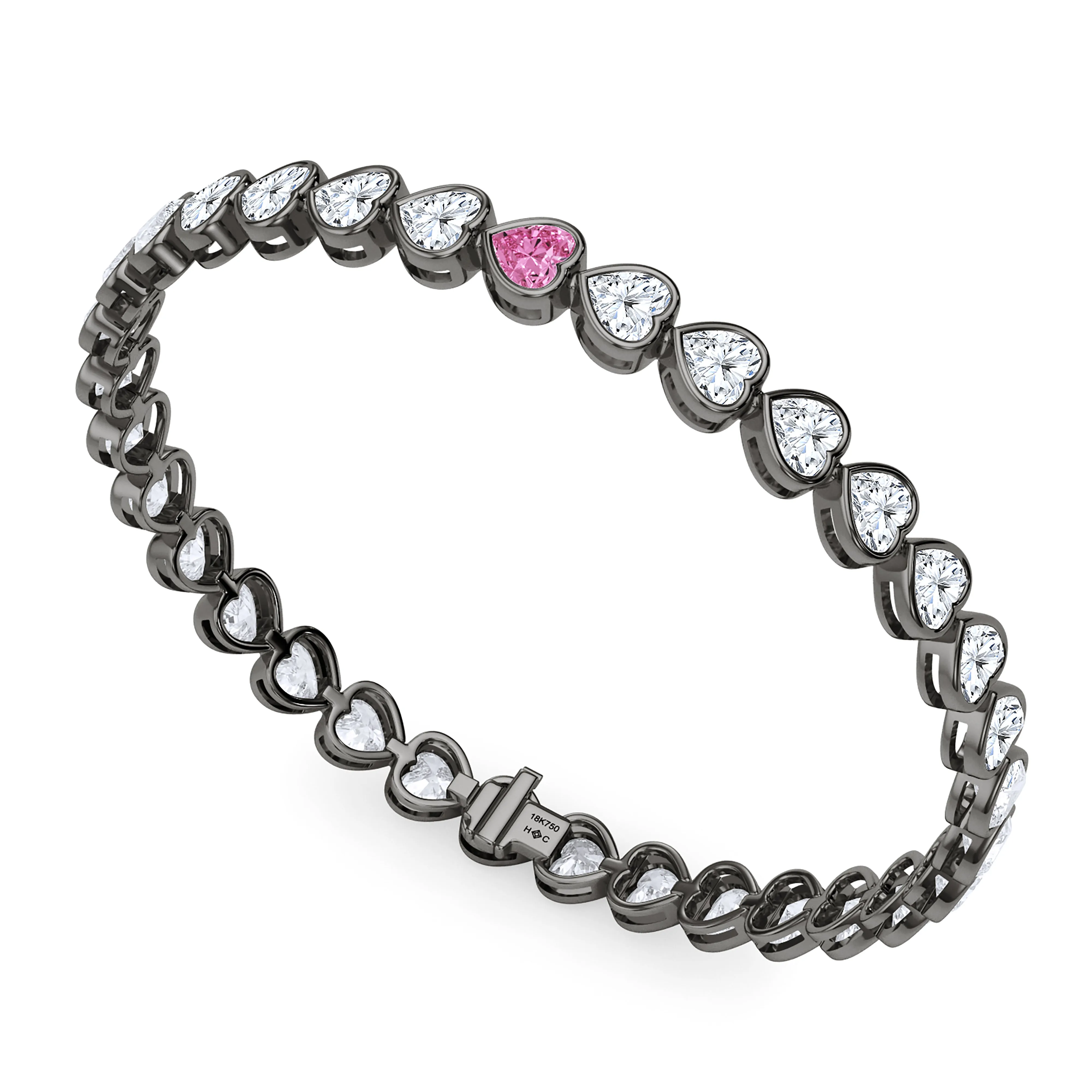 Bezel-Set Heart Diamond & Birthstone Bracelet