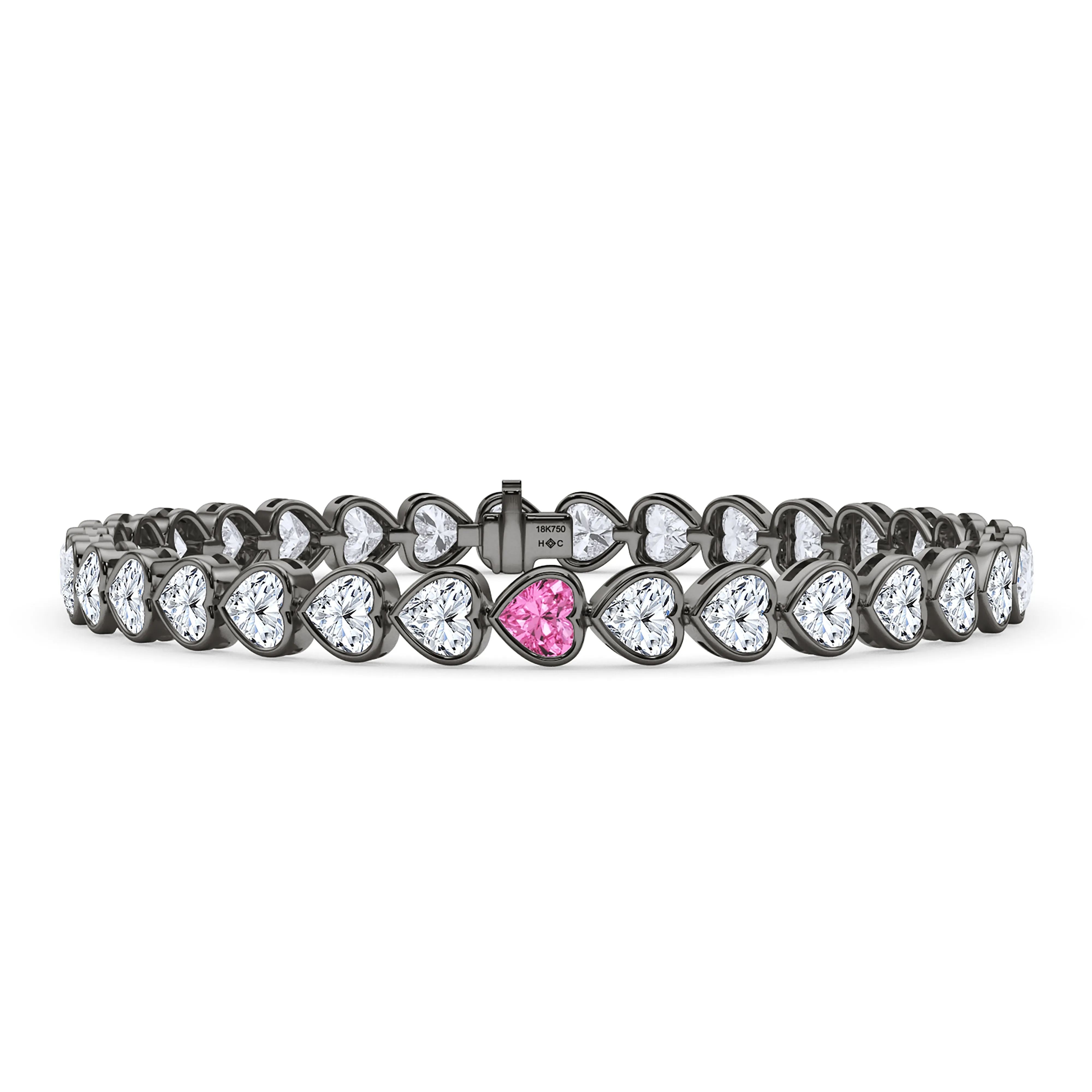 Bezel-Set Heart Diamond & Birthstone Bracelet