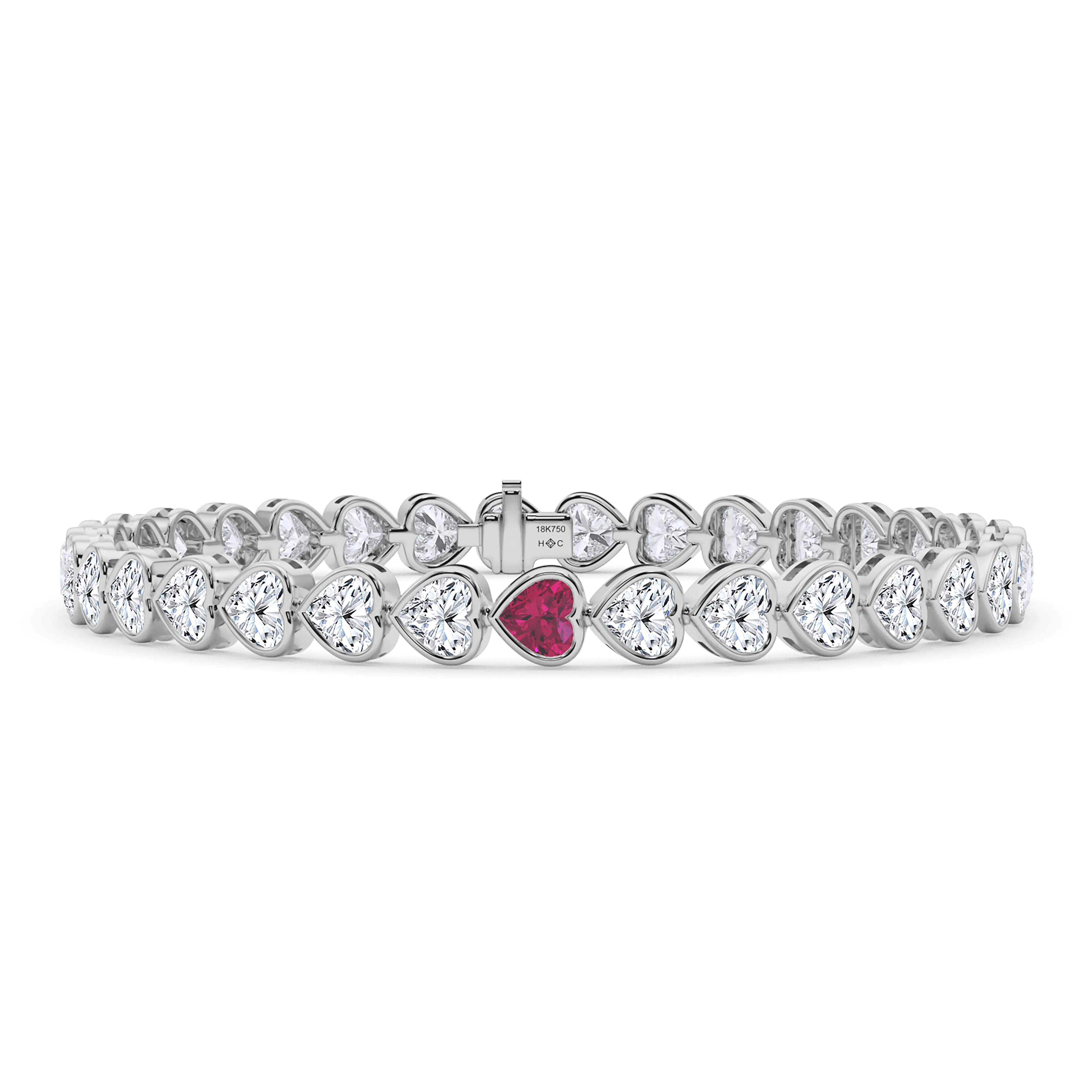 Bezel-Set Heart Diamond & Birthstone Bracelet