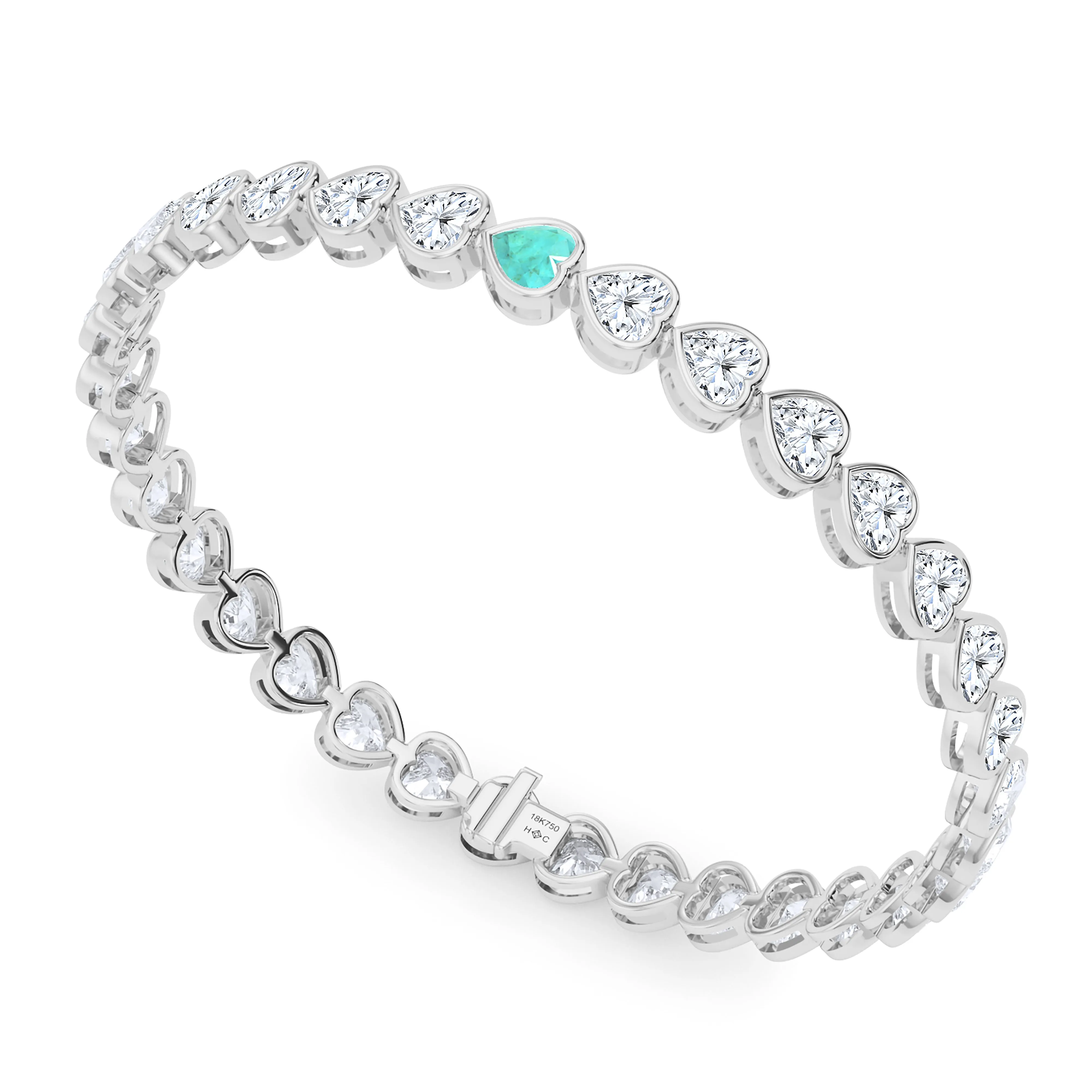 Bezel-Set Heart Diamond & Birthstone Bracelet