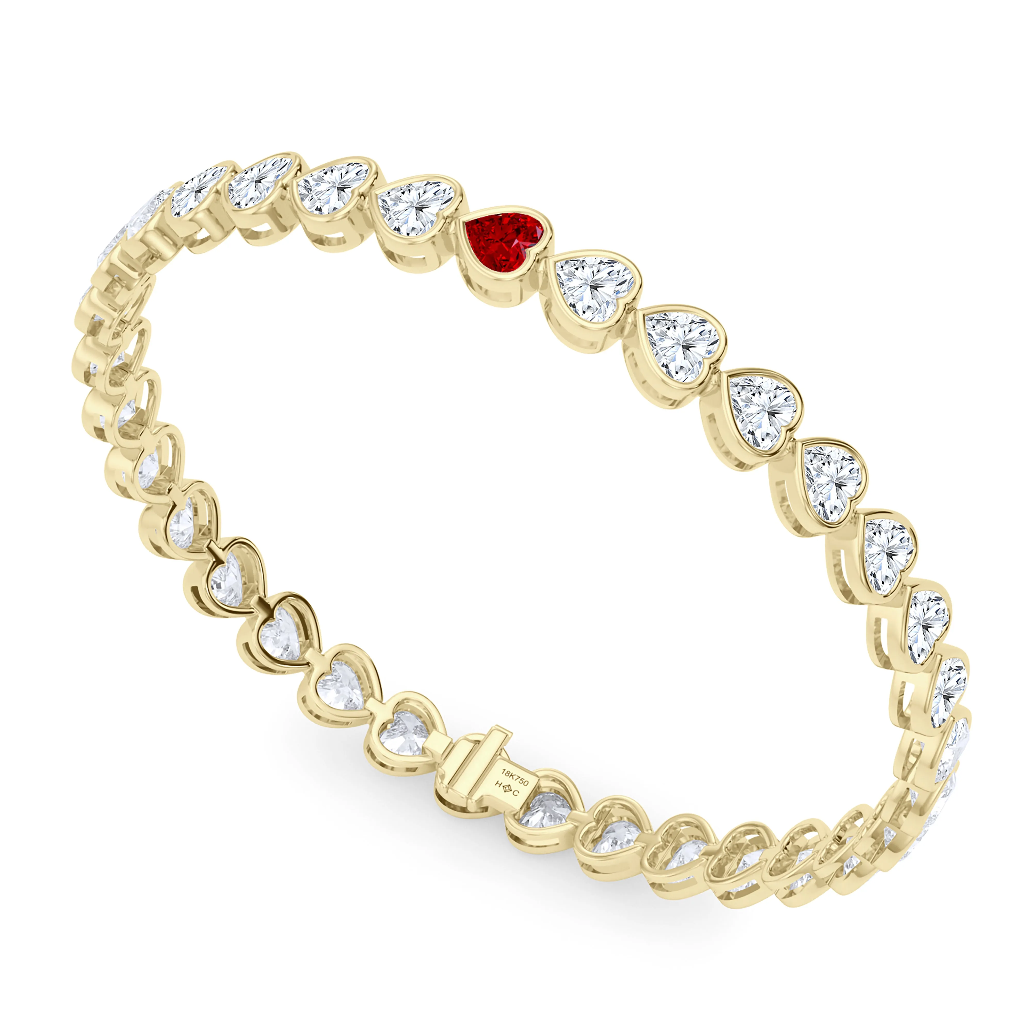 Bezel-Set Heart Diamond & Birthstone Bracelet