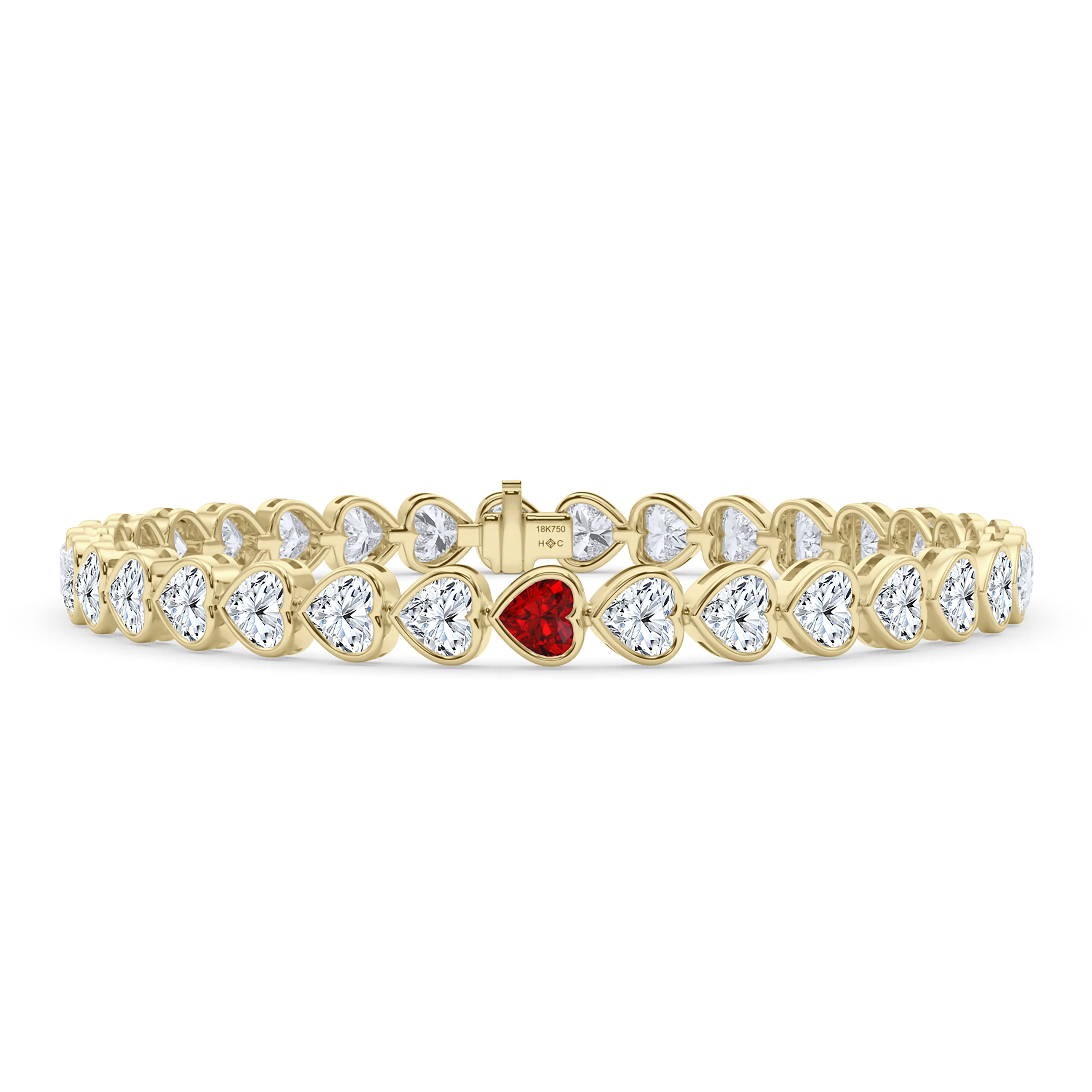 Bezel-Set Heart Diamond & Birthstone Bracelet