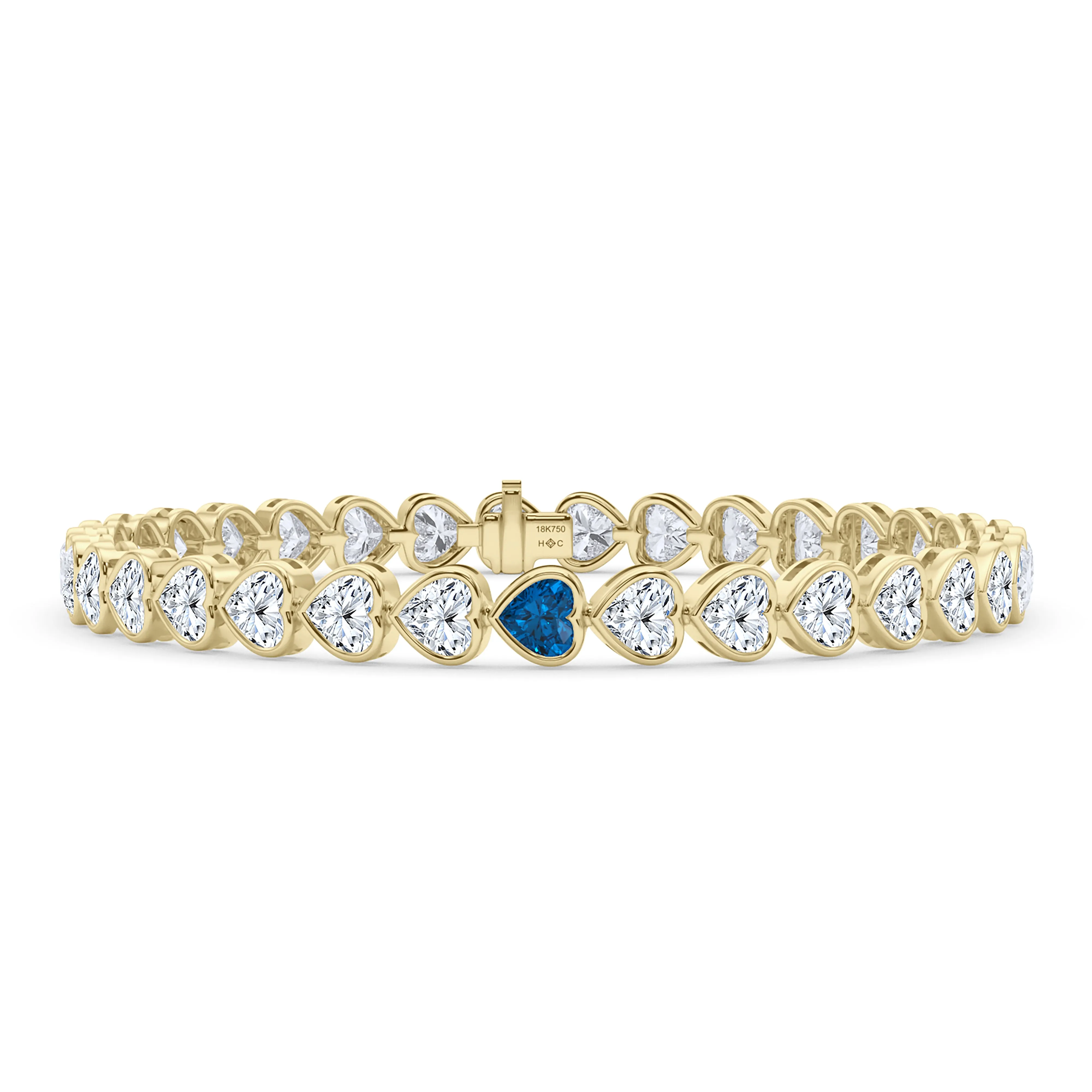 Bezel-Set Heart Diamond & Birthstone Bracelet