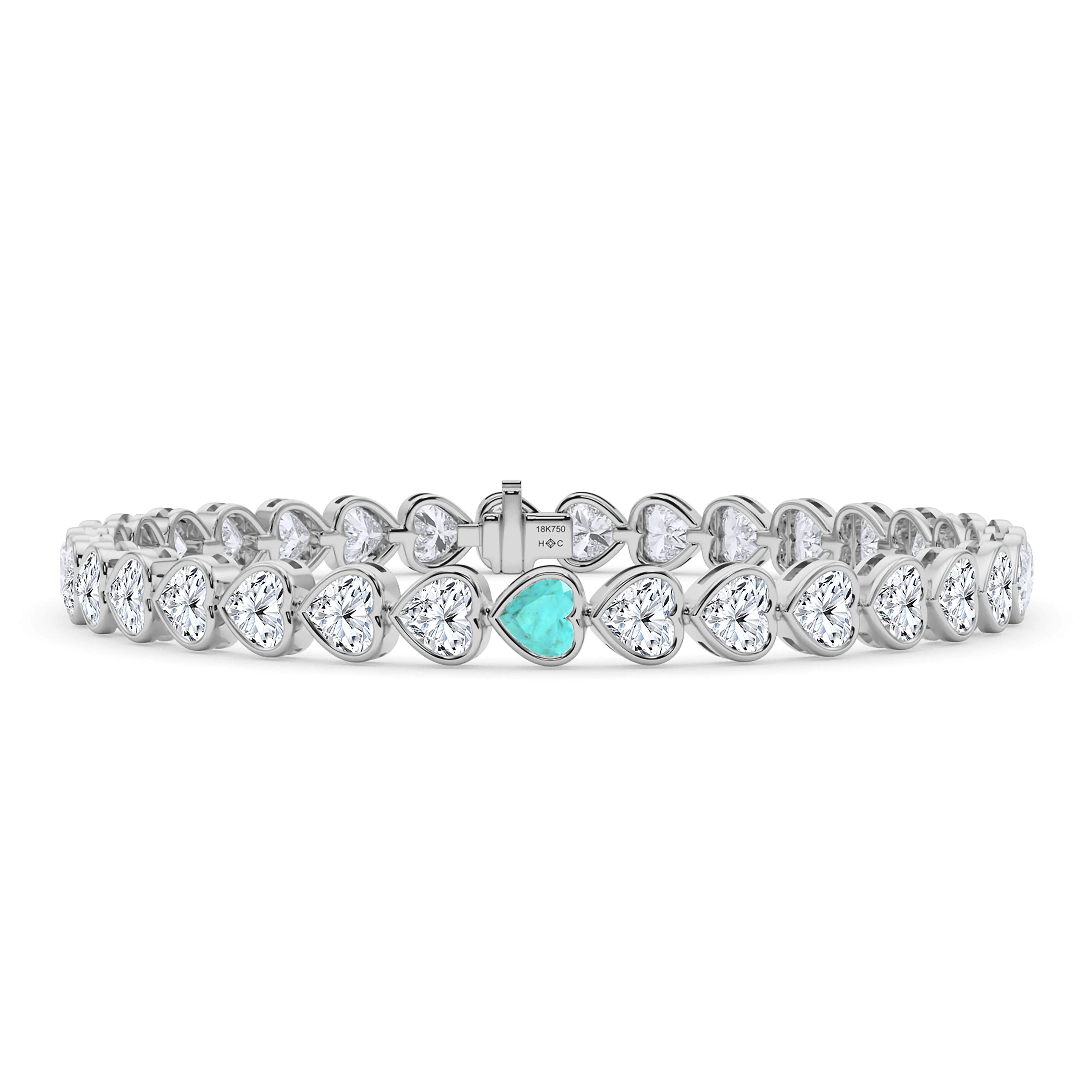 Bezel-Set Heart Diamond & Birthstone Bracelet