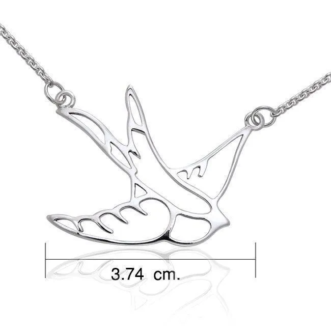 Bird Filigree Silver Necklace TSE163