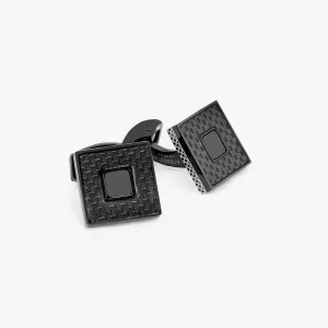 Black IP Plated Stainless Steel Carbon Ceramic Cufflinks