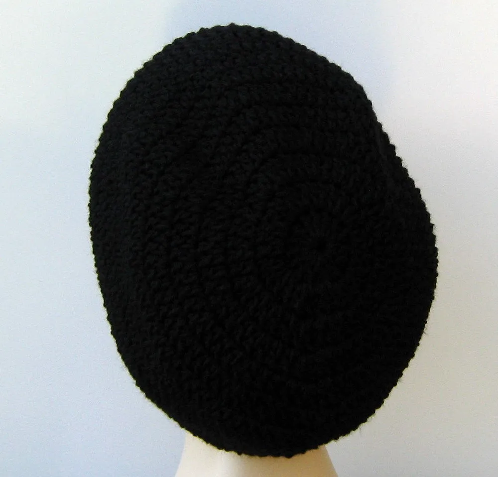 Black Wide Crown Slouchy large Tam Dreadlock Hippie Beanie Dread Hat