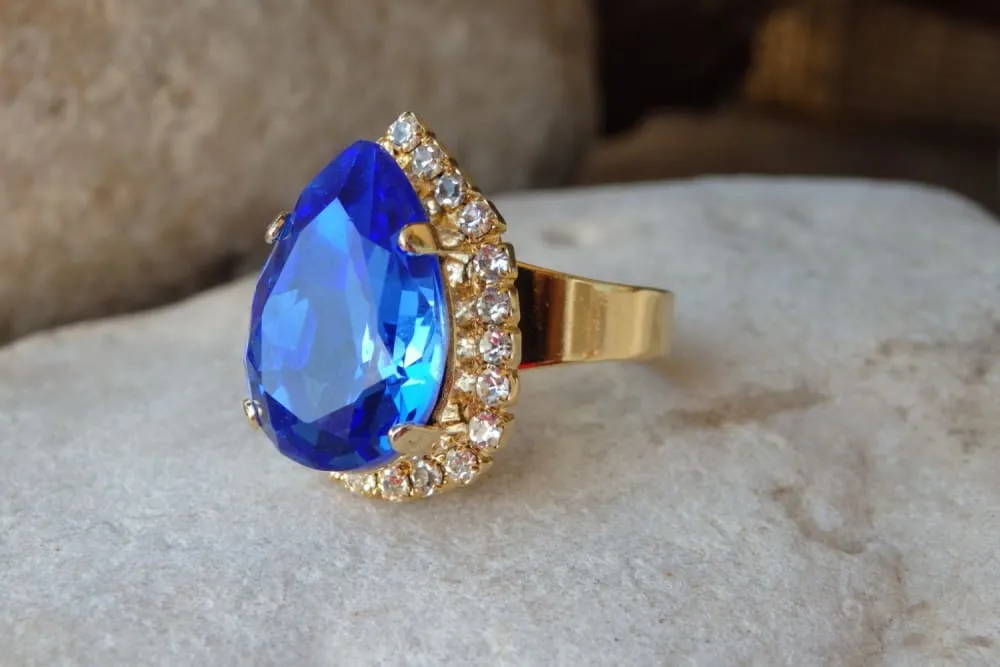 Blue and clear Rebeka ring