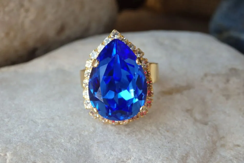 Blue and clear Rebeka ring