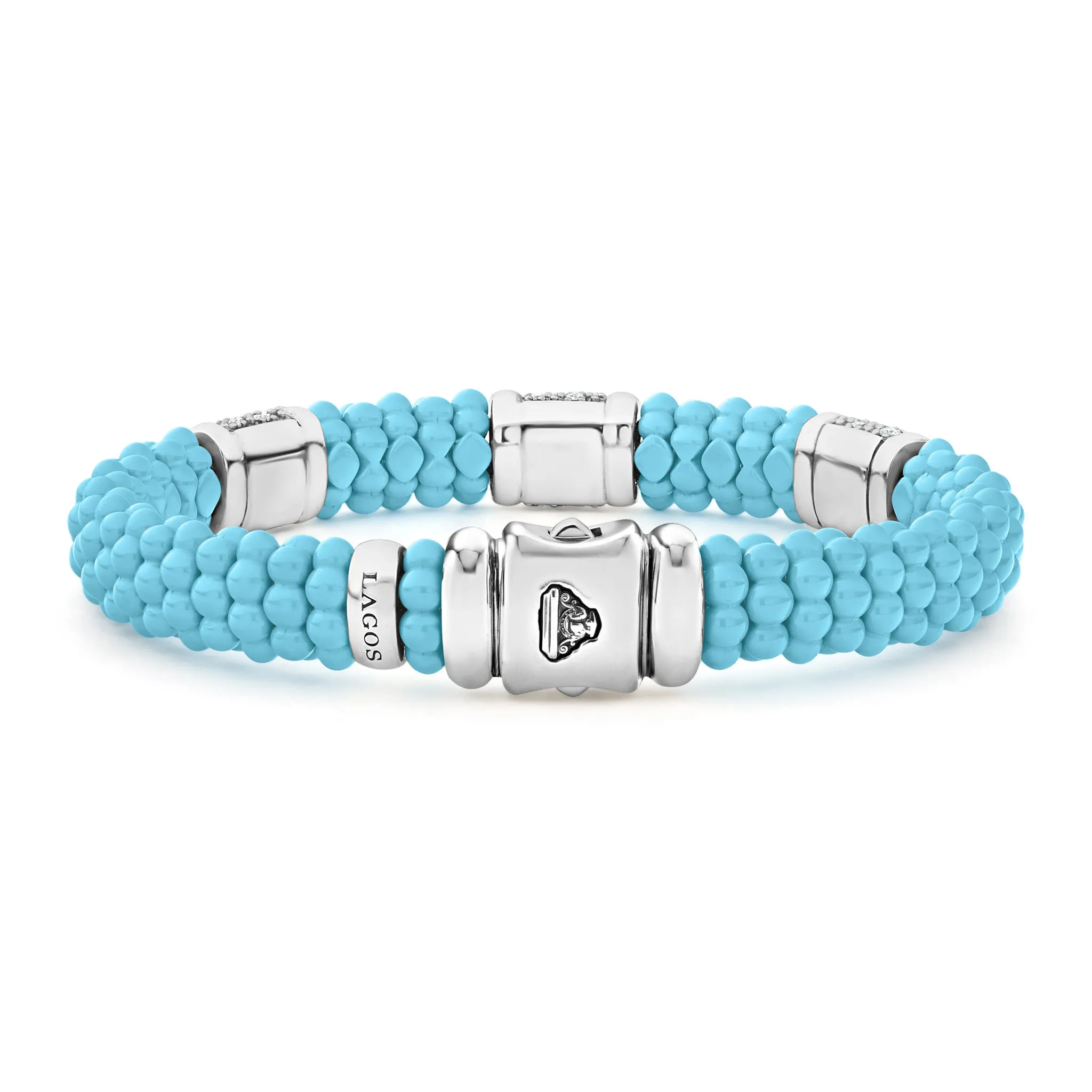 Blue Caviar Three Station Ceramic Diamond Bracelet | 9mm