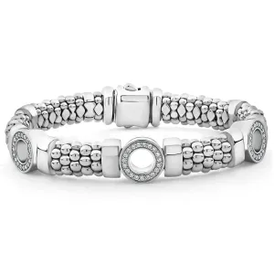 Caviar Spark Three Station Diamond Circle Caviar Bracelet | 9mm