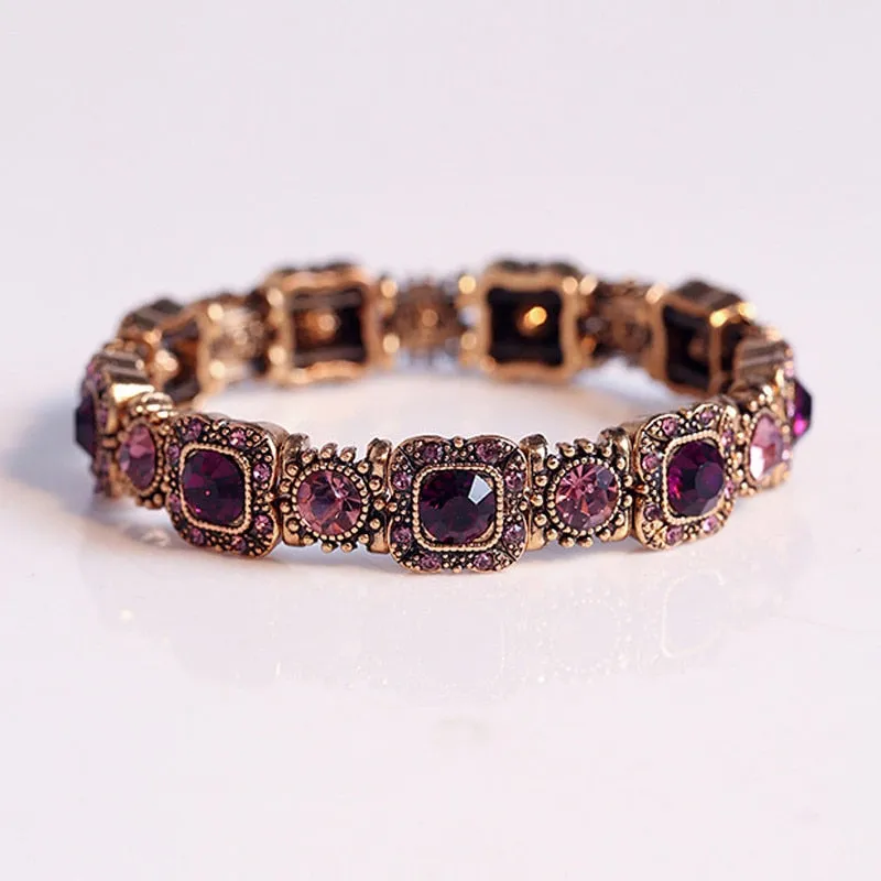 CC&BYX   Victorian Style Copper & CZ Crystal Gemstone Dinner Bracelet for Women