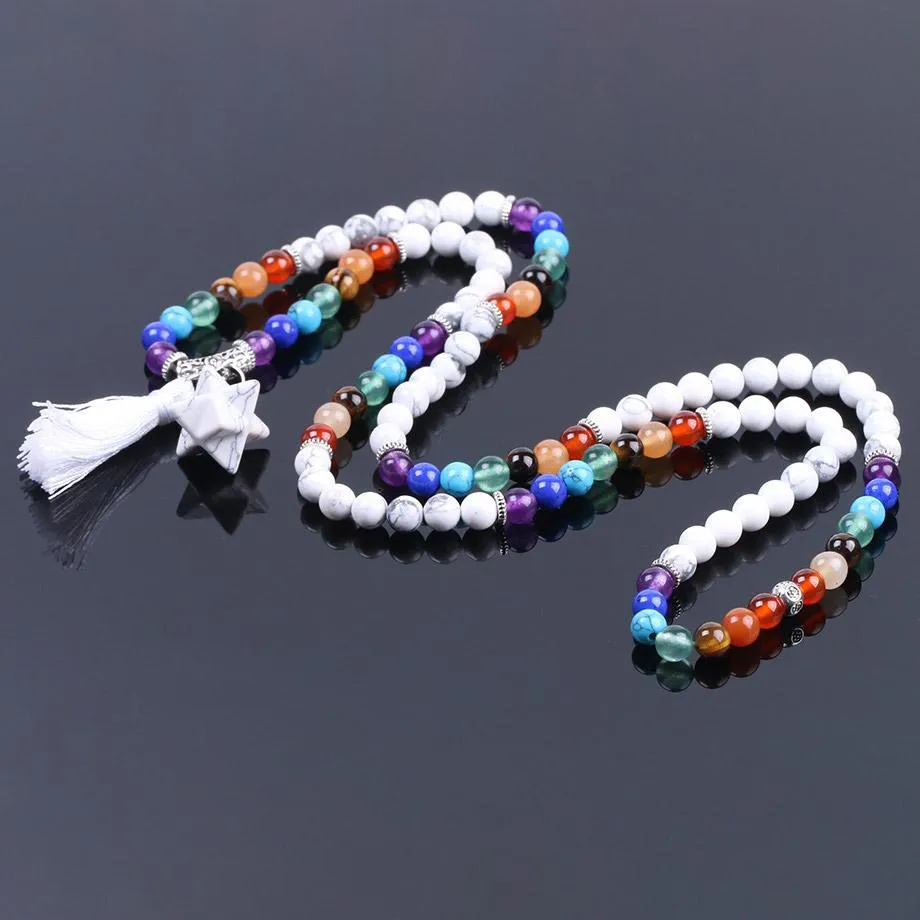 Chakra White Howlite 108 Mala Beads Bracelet