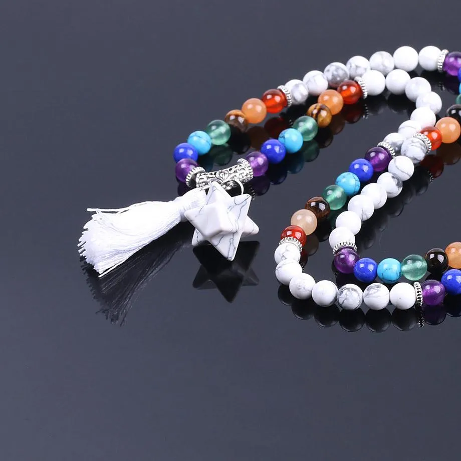 Chakra White Howlite 108 Mala Beads Bracelet