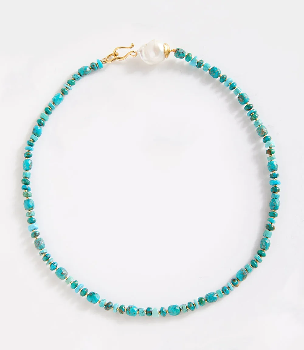 Chan Luu Turquoise and Pearl Necklace