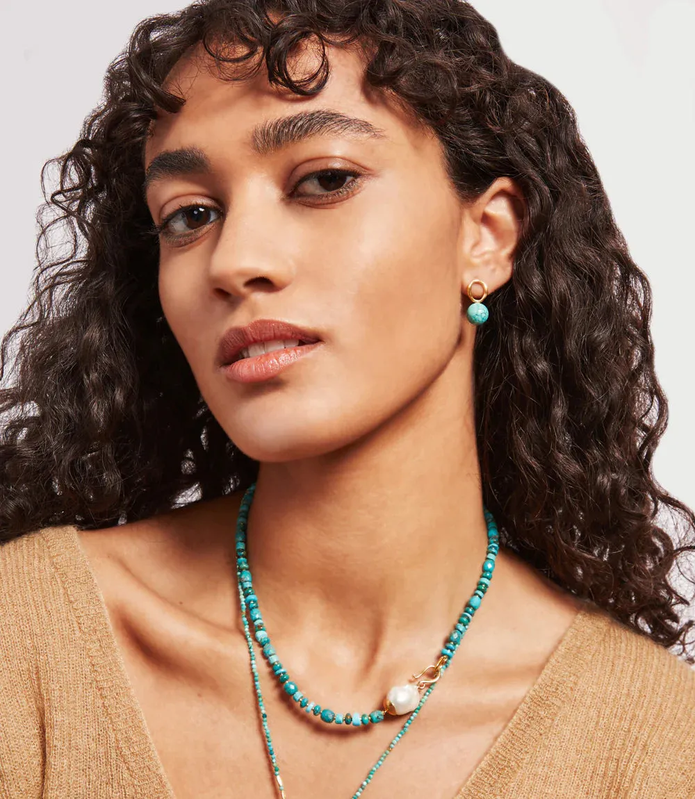 Chan Luu Turquoise and Pearl Necklace