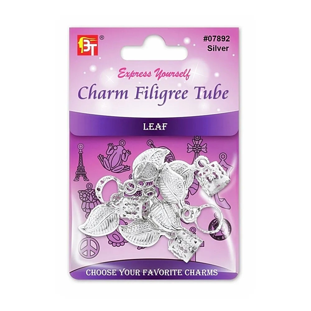 CHARM FILIGREE TUBE 6PCS/PACK (LEAF)