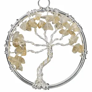 Citrine Chakra Gemstone Tree of Life Necklace & Stainless Steel Chain