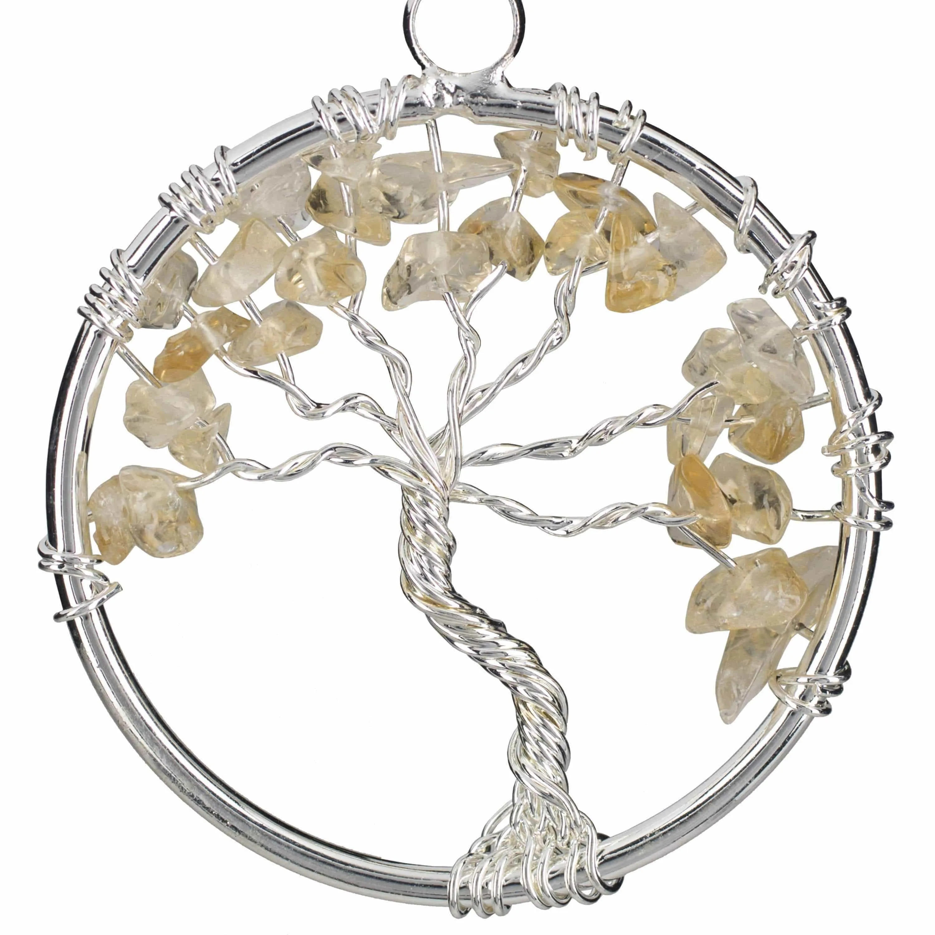 Citrine Chakra Gemstone Tree of Life Necklace & Stainless Steel Chain