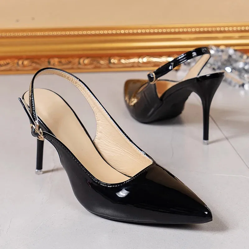 Classic Pointed Toe High Heels Buckle Strap