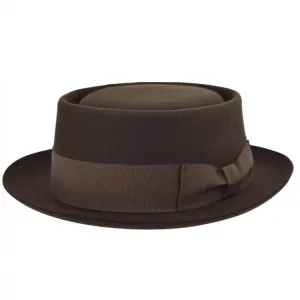 Classic Pork Pie Fur Felt Hat in Brown