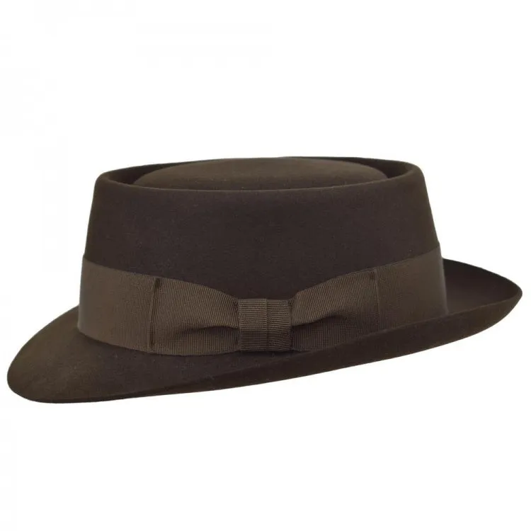 Classic Pork Pie Fur Felt Hat in Brown