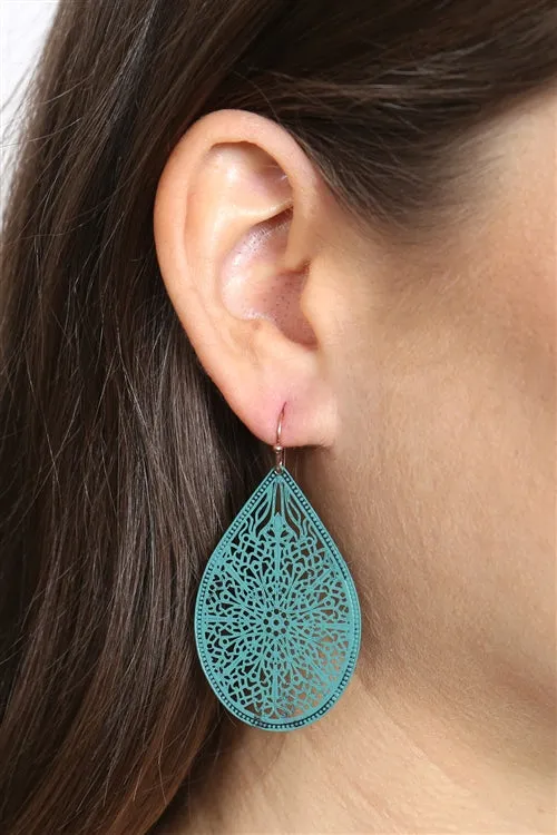 Classy Lady Turquoise Filigree Earrings