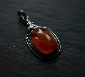 Cloudy Honey Baltic Amber Vintage Silver Sterling 925 Pendant