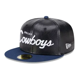 Dallas Cowboys Faux Leather Crown Black 59FIFTY Fitted Cap