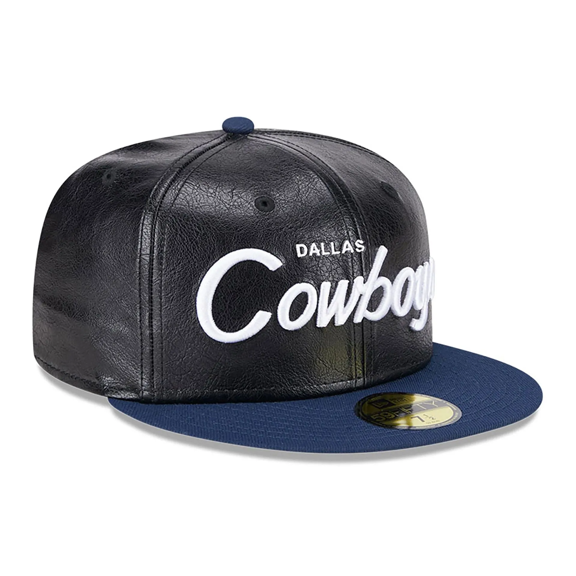 Dallas Cowboys Faux Leather Crown Black 59FIFTY Fitted Cap