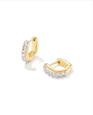 Davie Huggie Hoop Earring in 18k Gold Vermeil White Topaz