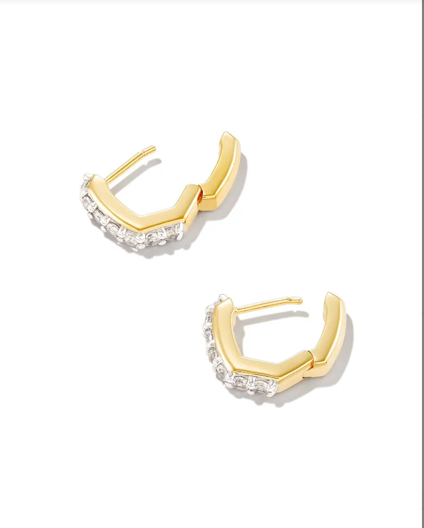 Davie Huggie Hoop Earring in 18k Gold Vermeil White Topaz