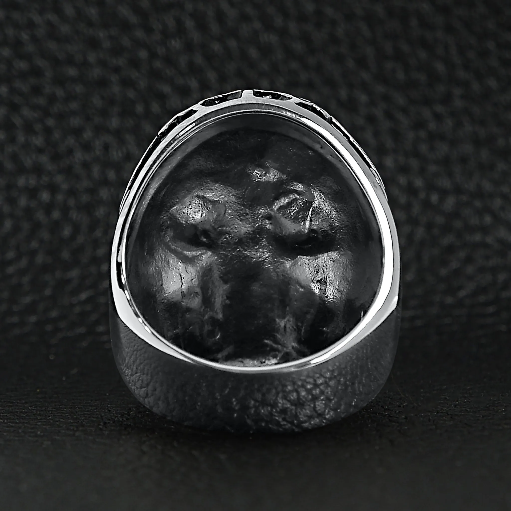 Detailed Skull With Red CZ Eyes Stainless Steel Polished Ring / SCR3039