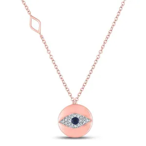 Diamond Blue Sapphire Evil Eye Protection Pendant Necklace 10k Rose Gold 17.5"