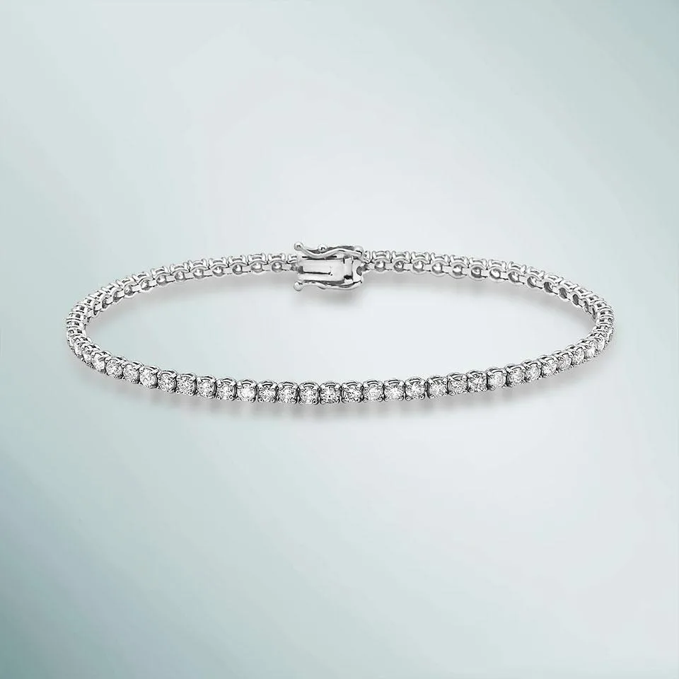 Diamond Tennis Bracelet (2.50 ct.) 2 mm 4-Prongs Setting in 14K Gold