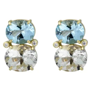 Earrings - Blue Topaz, Crystal And Diamond (2309E)