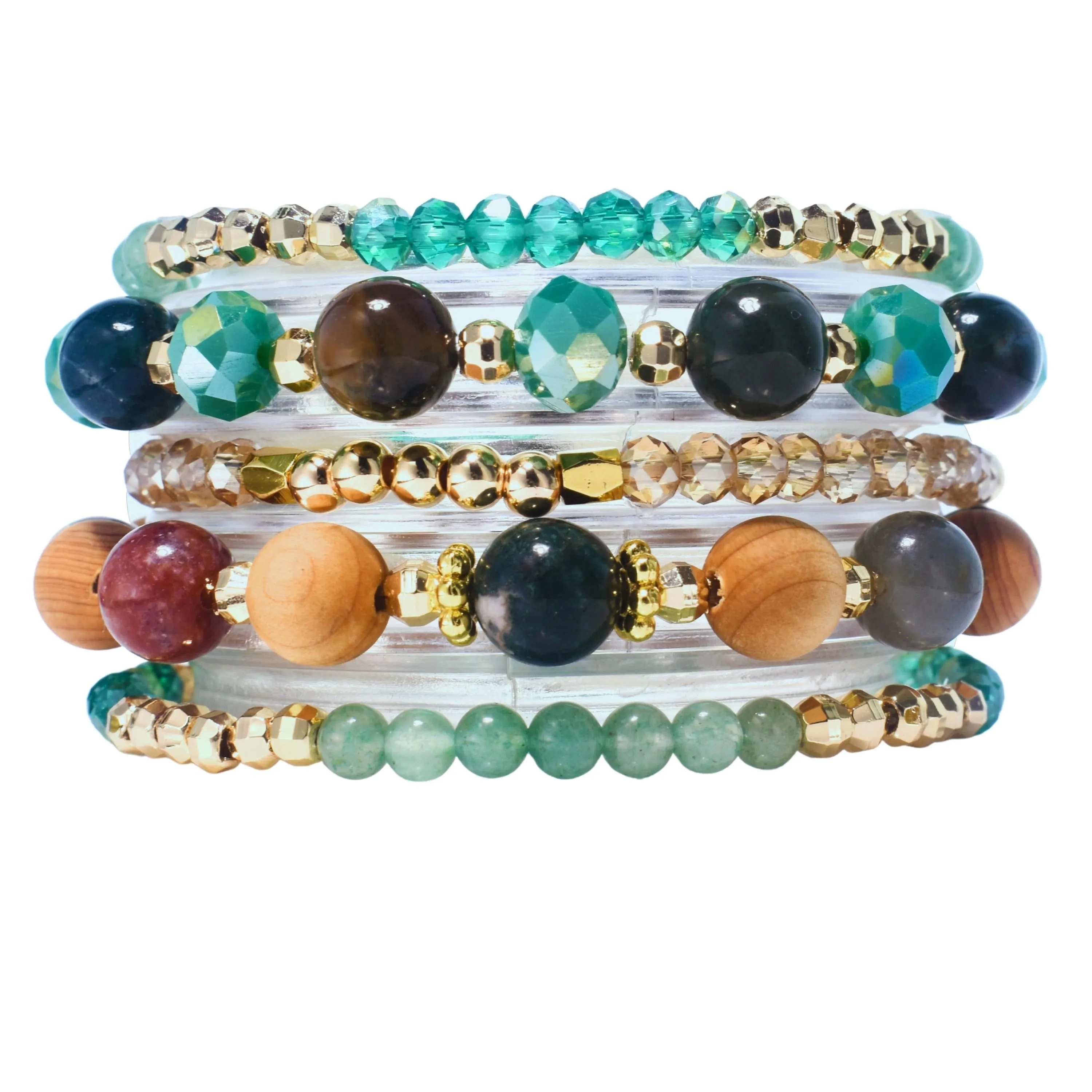 Earth Crystals & Wood Build-Your-Own Bracelet Set