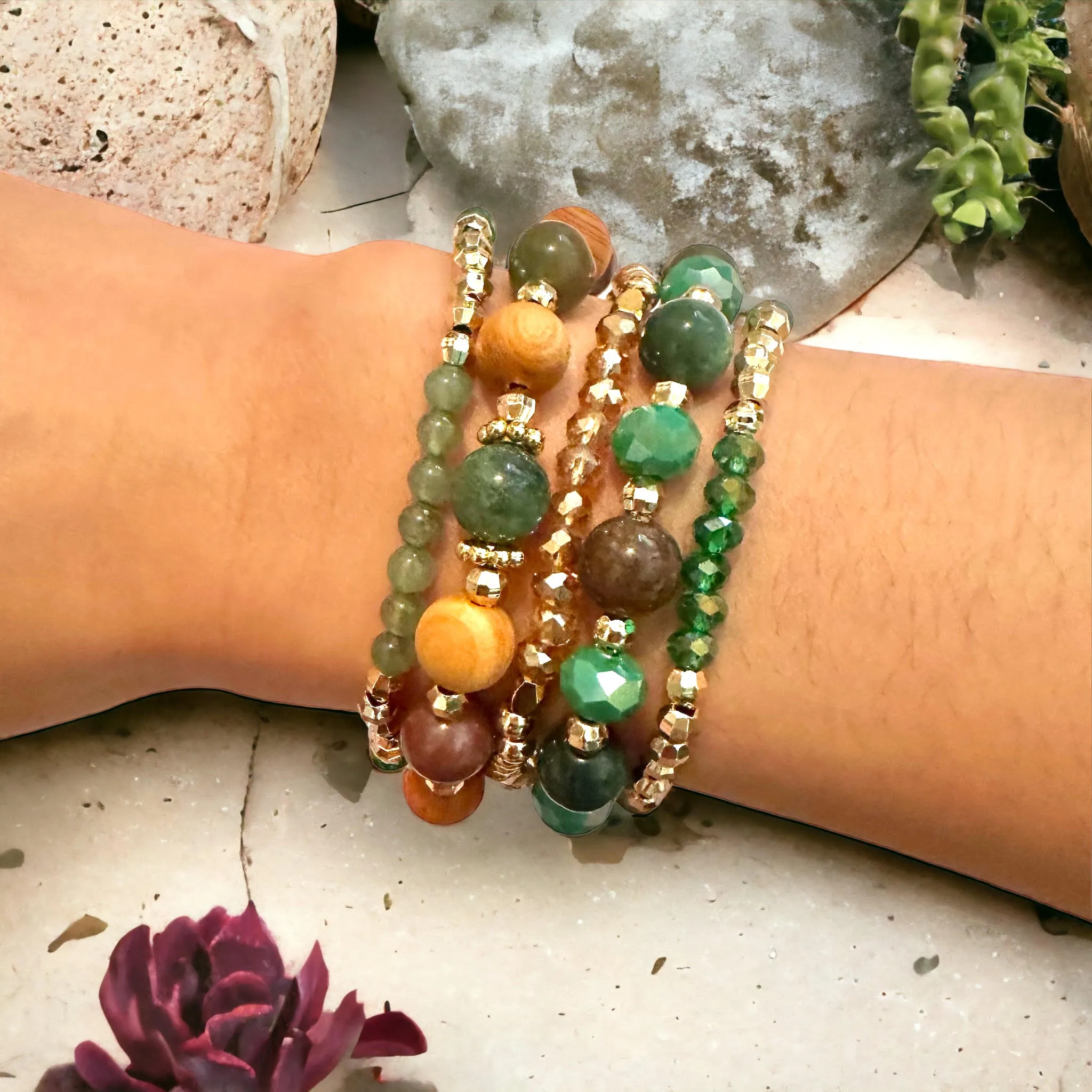 Earth Crystals & Wood Build-Your-Own Bracelet Set