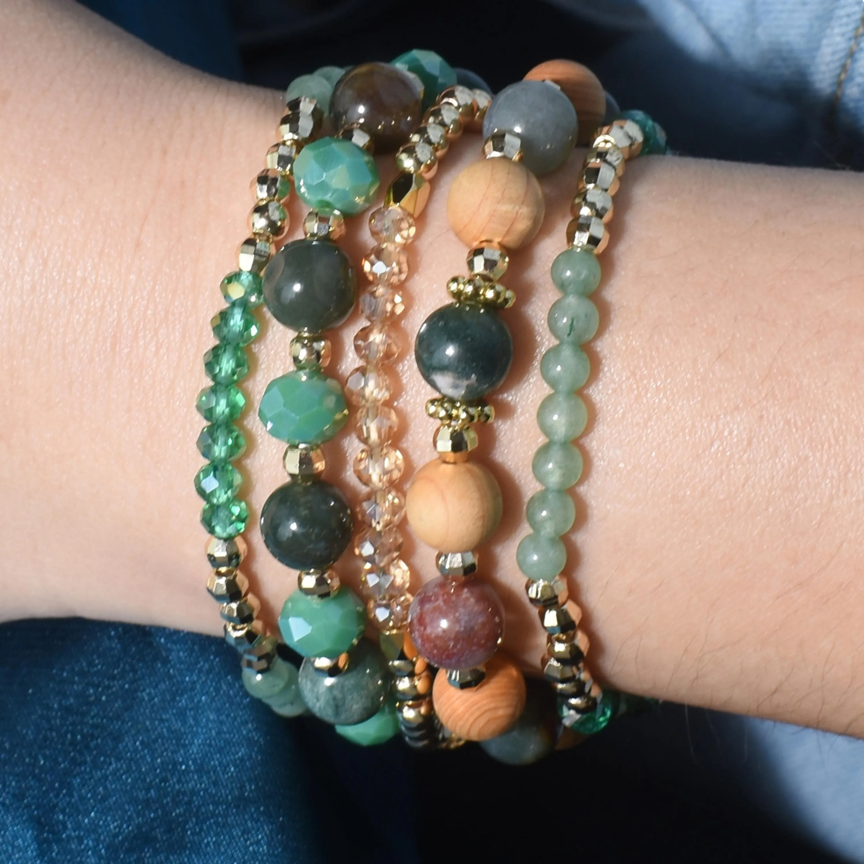 Earth Crystals & Wood Build-Your-Own Bracelet Set