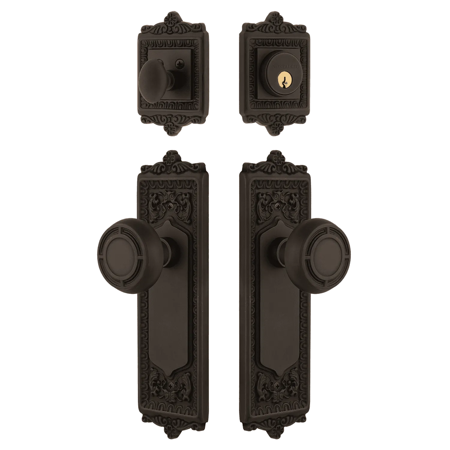 Egg & Dart Entry Set with Mission Knob in Oil-Rubbed Bronze